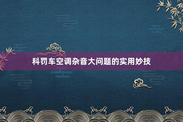 科罚车空调杂音大问题的实用妙技